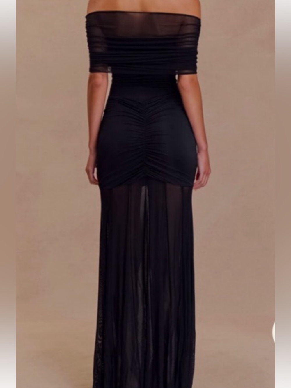 Meshki Caspian Black Off-Shoulder Ruched Maxi Dress - Picture 3 of 3